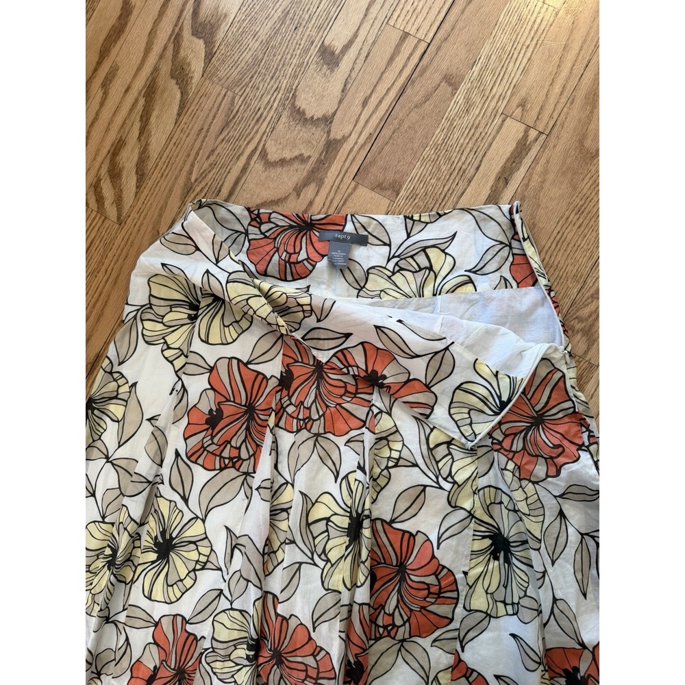 Apt 9 Women's Floral Skirt Size 12 Cotton A-Line Pleated Spring Summer - Picture 4 of 6